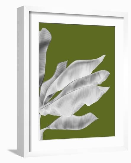 Banana Leaves 1, White On Green-Fab Funky-Framed Art Print