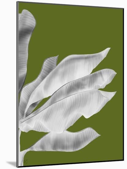 Banana Leaves 1, White On Green-Fab Funky-Mounted Art Print