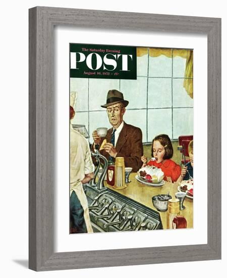 "Banana Split" Saturday Evening Post Cover, August 16, 1952-Amos Sewell-Framed Giclee Print