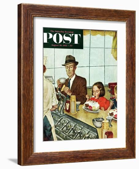 "Banana Split" Saturday Evening Post Cover, August 16, 1952-Amos Sewell-Framed Giclee Print