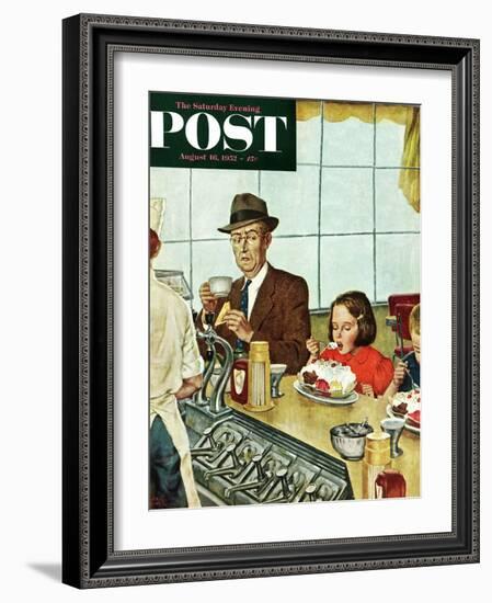 "Banana Split" Saturday Evening Post Cover, August 16, 1952-Amos Sewell-Framed Giclee Print