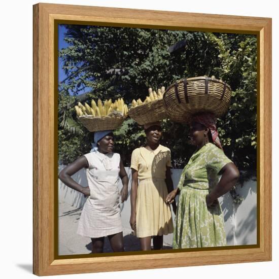 Banana Vendors, Kingston, Jamaica-null-Framed Premier Image Canvas