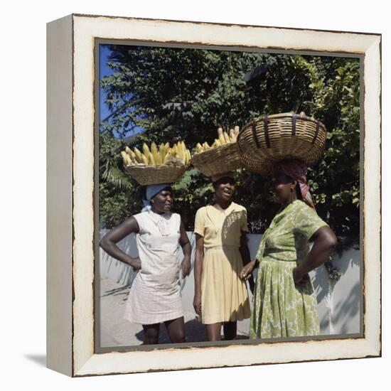 Banana Vendors, Kingston, Jamaica-null-Framed Premier Image Canvas