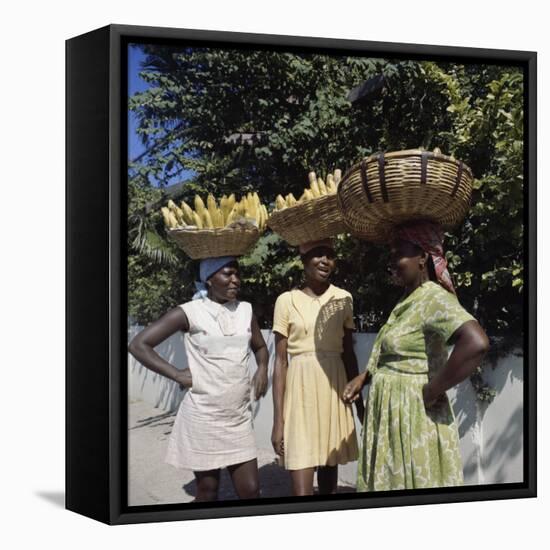 Banana Vendors, Kingston, Jamaica-null-Framed Premier Image Canvas