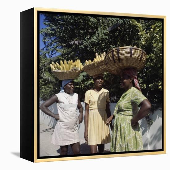 Banana Vendors, Kingston, Jamaica-null-Framed Premier Image Canvas