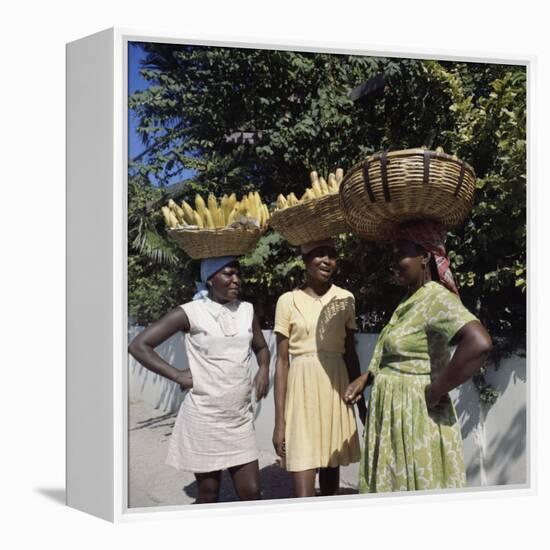 Banana Vendors, Kingston, Jamaica-null-Framed Premier Image Canvas