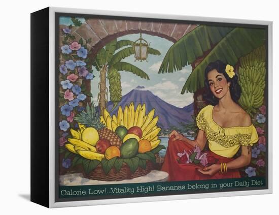 Bananas Belong in Your Diet Food Marketing Poster, Ca 1950s-null-Framed Premier Image Canvas