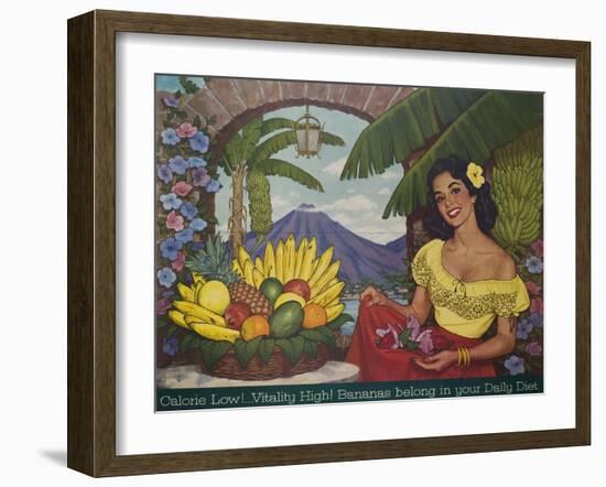 Bananas Belong in Your Diet Food Marketing Poster, Ca 1950s-null-Framed Giclee Print