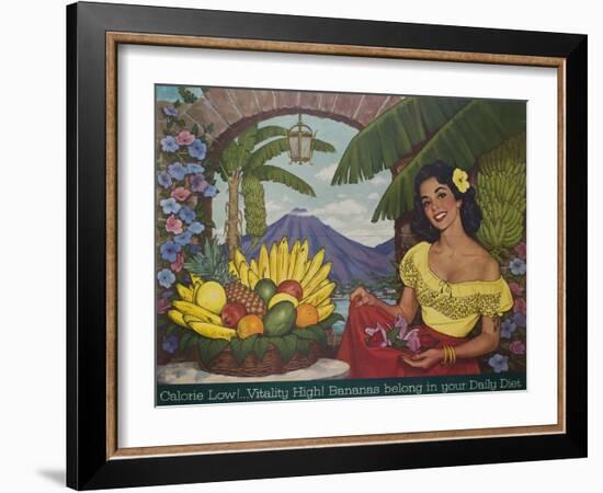 Bananas Belong in Your Diet Food Marketing Poster, Ca 1950s-null-Framed Giclee Print