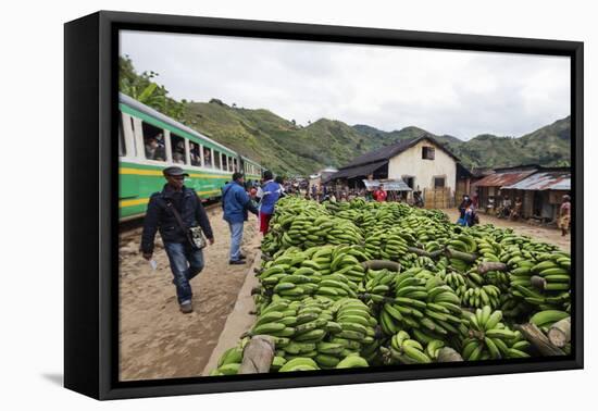 Bananas waiting to be transported, Fianarantsoa to Manakara FCE train, easterrn area, Madagascar, A-Christian Kober-Framed Premier Image Canvas