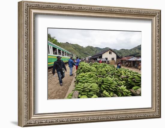 Bananas waiting to be transported, Fianarantsoa to Manakara FCE train, easterrn area, Madagascar, A-Christian Kober-Framed Photographic Print