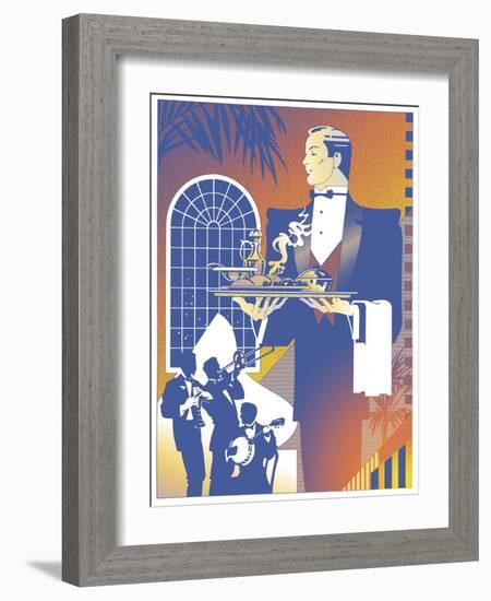 Band and Waiter-David Chestnutt-Framed Giclee Print