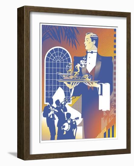 Band and Waiter-David Chestnutt-Framed Giclee Print