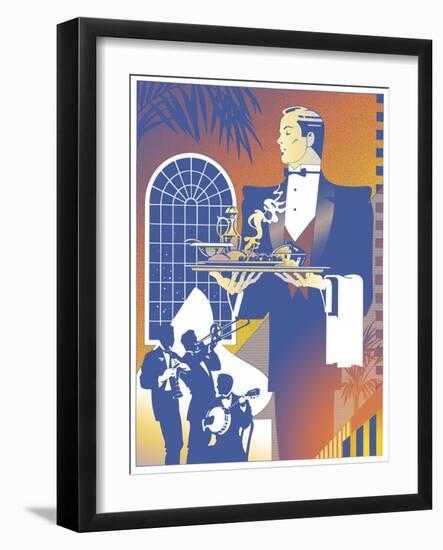 Band and Waiter-David Chestnutt-Framed Giclee Print