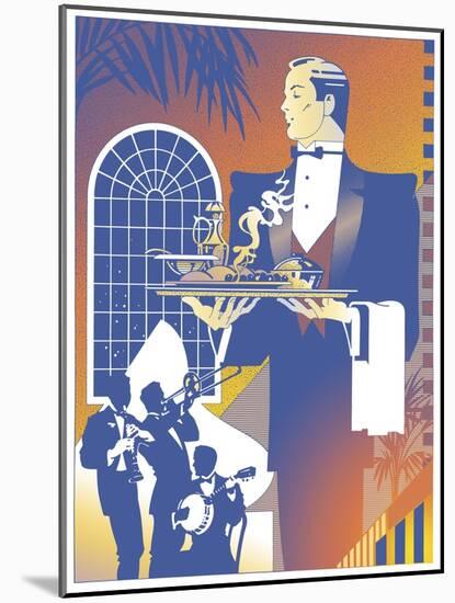 Band and Waiter-David Chestnutt-Mounted Giclee Print