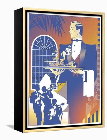 Band and Waiter-David Chestnutt-Framed Premier Image Canvas