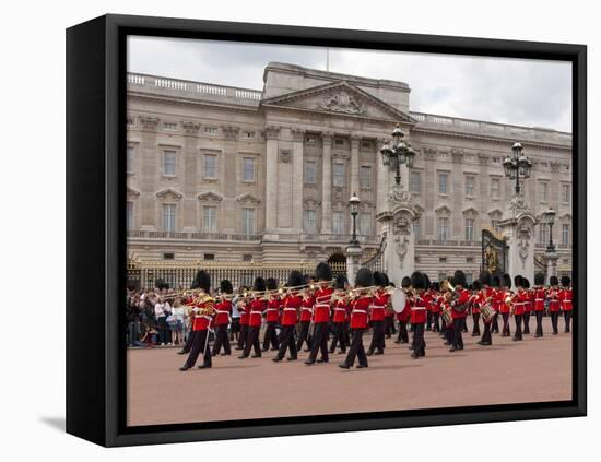 Band of Scots Guards Lead Procession from Buckingham Palace, Changing Guard, London, England-Walter Rawlings-Framed Premier Image Canvas