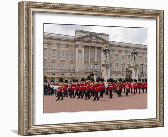 Band of Scots Guards Lead Procession from Buckingham Palace, Changing Guard, London, England-Walter Rawlings-Framed Photographic Print