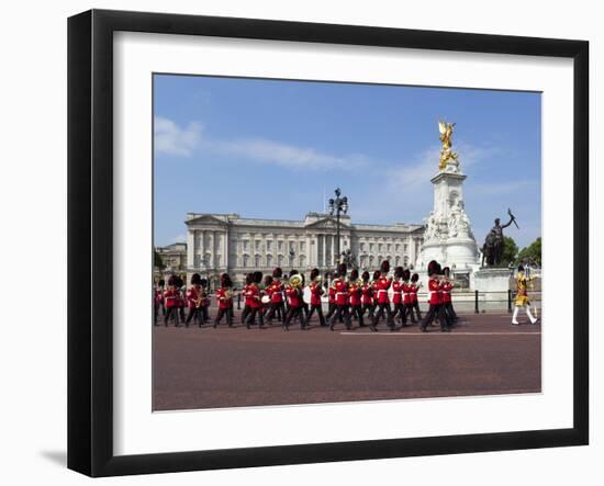 Band of the Coldstream Guards Marching Past Buckingham Palace During the Rehearsal for Trooping the-Stuart Black-Framed Photographic Print