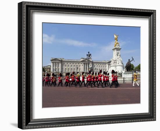 Band of the Coldstream Guards Marching Past Buckingham Palace During the Rehearsal for Trooping the-Stuart Black-Framed Photographic Print