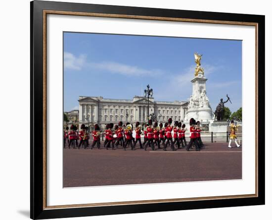 Band of the Coldstream Guards Marching Past Buckingham Palace During the Rehearsal for Trooping the-Stuart Black-Framed Photographic Print