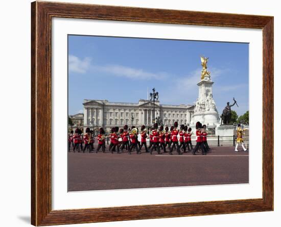 Band of the Coldstream Guards Marching Past Buckingham Palace During the Rehearsal for Trooping the-Stuart Black-Framed Photographic Print