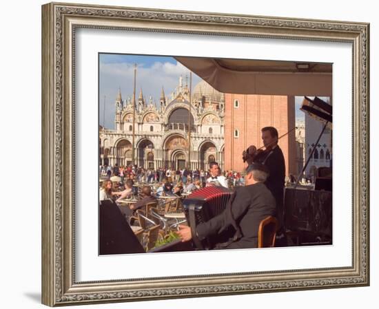 Band Playing for the Crowd in the Piazza San Marco, Venice, Italy-Janis Miglavs-Framed Photographic Print