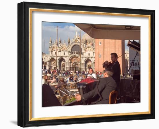 Band Playing for the Crowd in the Piazza San Marco, Venice, Italy-Janis Miglavs-Framed Photographic Print