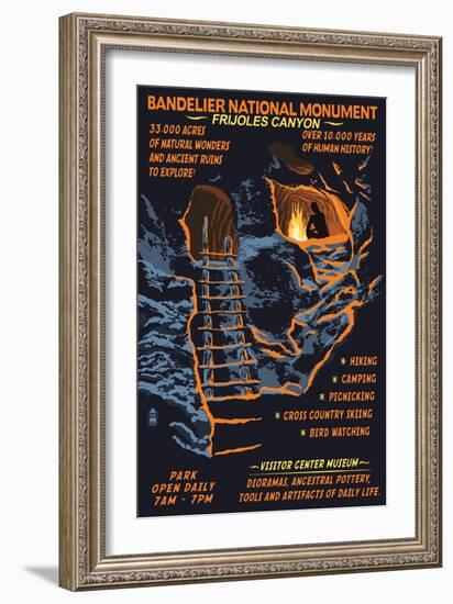 Bandelier National Monument, New Mexico - Night Scene-Lantern Press-Framed Art Print