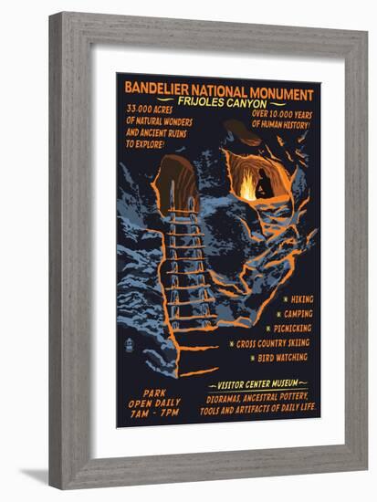 Bandelier National Monument, New Mexico - Night Scene-Lantern Press-Framed Art Print