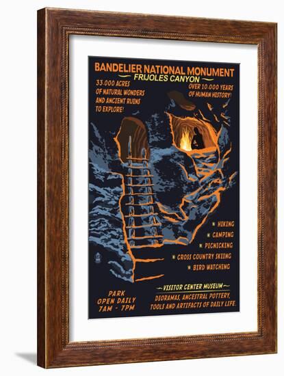 Bandelier National Monument, New Mexico - Night Scene-Lantern Press-Framed Art Print