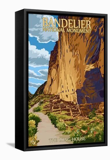 Bandelier National Monument, New Mexico - The Long House-Lantern Press-Framed Stretched Canvas