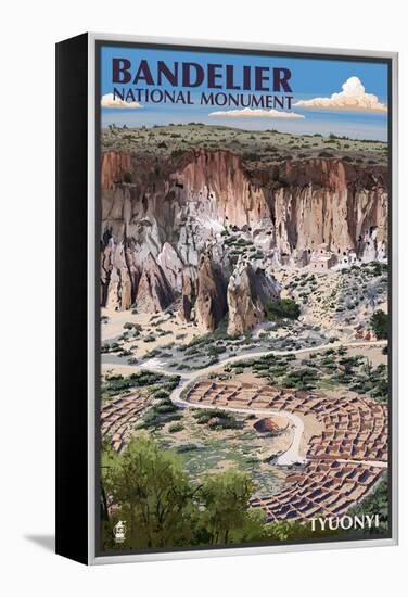 Bandelier National Monument, New Mexico - Tyuonyi Aerial View-Lantern Press-Framed Stretched Canvas