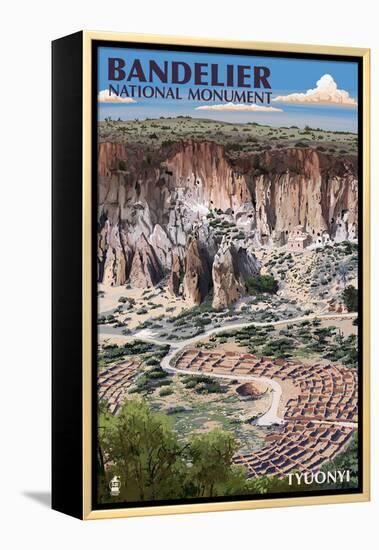 Bandelier National Monument, New Mexico - Tyuonyi Aerial View-Lantern Press-Framed Stretched Canvas