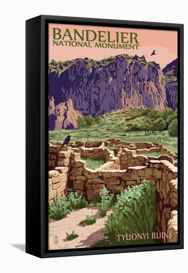 Bandelier National Monument, New Mexico - Tyuonyi Ruins-Lantern Press-Framed Stretched Canvas