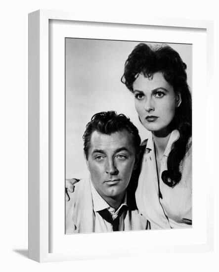 Bandido caballero by Richard Fleischer with Robert Mitchum and Ursula Thiess, 1956 (b/w photo)-null-Framed Photo