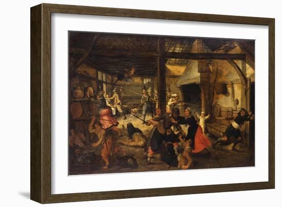 Bandits Attacking a Peasant Family in an Interior-Sebastian Vrancx-Framed Giclee Print