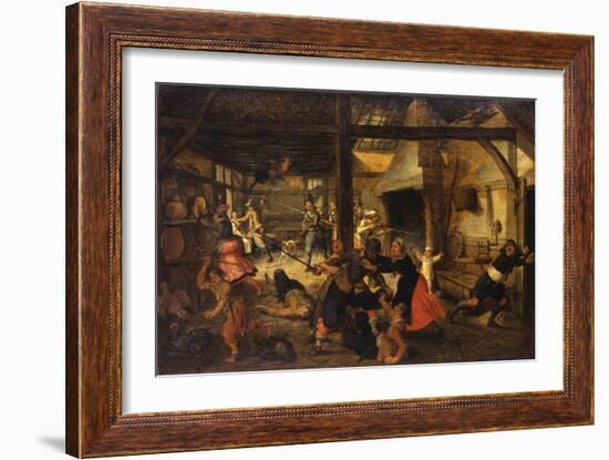 Bandits Attacking a Peasant Family in an Interior-Sebastian Vrancx-Framed Giclee Print