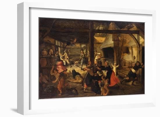 Bandits Attacking a Peasant Family in an Interior-Sebastian Vrancx-Framed Giclee Print