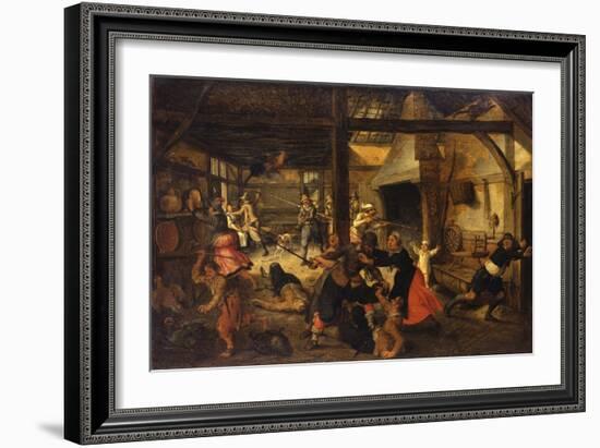 Bandits Attacking a Peasant Family in an Interior-Sebastian Vrancx-Framed Giclee Print