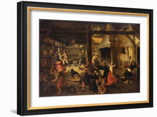 Bandits Attacking a Peasant Family in an Interior-Sebastian Vrancx-Framed Giclee Print