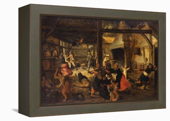 Bandits Attacking a Peasant Family in an Interior-Sebastian Vrancx-Framed Premier Image Canvas