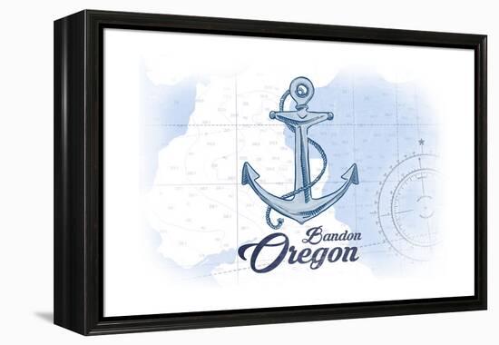 Bandon, Oregon - Anchor - Blue - Coastal Icon-Lantern Press-Framed Stretched Canvas