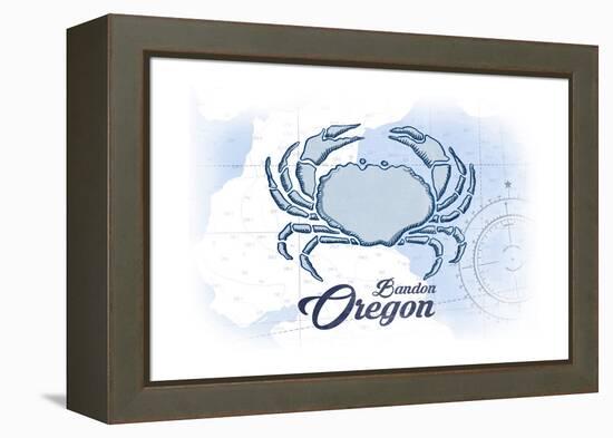 Bandon, Oregon - Crab - Blue - Coastal Icon-Lantern Press-Framed Stretched Canvas