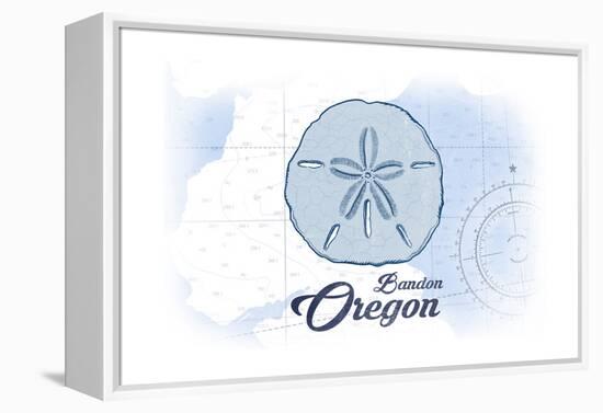 Bandon, Oregon - Sand Dollar - Blue - Coastal Icon-Lantern Press-Framed Stretched Canvas