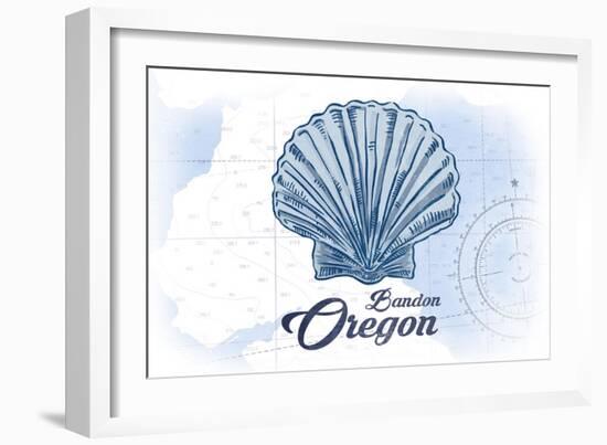 Bandon, Oregon - Scallop Shell - Blue - Coastal Icon-Lantern Press-Framed Art Print