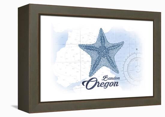 Bandon, Oregon - Starfish - Blue - Coastal Icon-Lantern Press-Framed Stretched Canvas