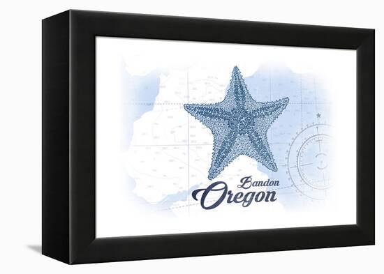 Bandon, Oregon - Starfish - Blue - Coastal Icon-Lantern Press-Framed Stretched Canvas