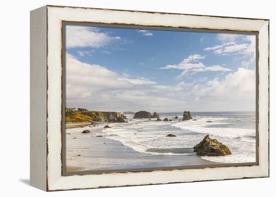 Bandon, Oregon, USA. Sea stacks and surf on Bandon Beach on the Oregon coast.-Emily Wilson-Framed Premier Image Canvas