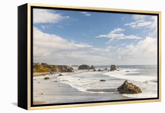 Bandon, Oregon, USA. Sea stacks and surf on Bandon Beach on the Oregon coast.-Emily Wilson-Framed Premier Image Canvas